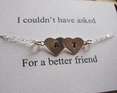 ON SALE FIVE Bridesmaids Personalized Bracelets with Cards- Stamped Hearts - Best Friend, Bridal Party, Wedding Jewelry, Maid of Honor, Bri