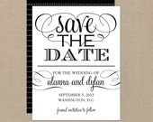 Wedding Save the Date (Eat, Dance, Love) - Digital Files or Deposit on Printing (Customizable Calligraphy Design)