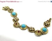 ART Aqua Pearl Rhinestone Bracelet 1960s Vintage Jewelry