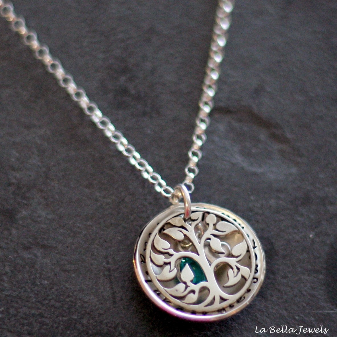 Custom Personalized Sterling Hand Stamped Our Family Tree Locket Necklace - Mother's Day