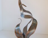 Copper Patina Metal Ribbon Sculpture