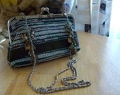 Hand Woven Plarn Clutch With Removable Chain Strap