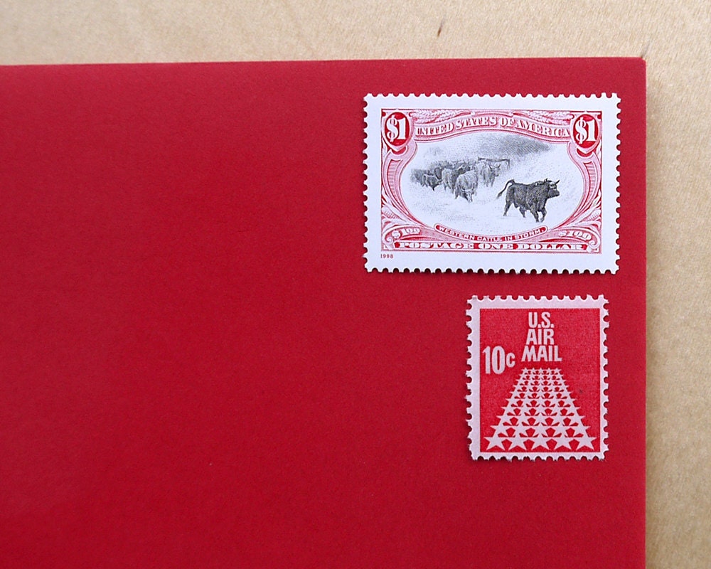 Vintage unused - International Cattle - postage stamps to post 5 INTERNATIONAL letters - or use in scrapbooking and crafts