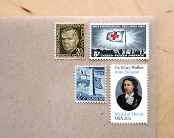 Vintage unused - Army Surgeon - postage stamps to post 5 letters - or use in scrapbooking and crafts