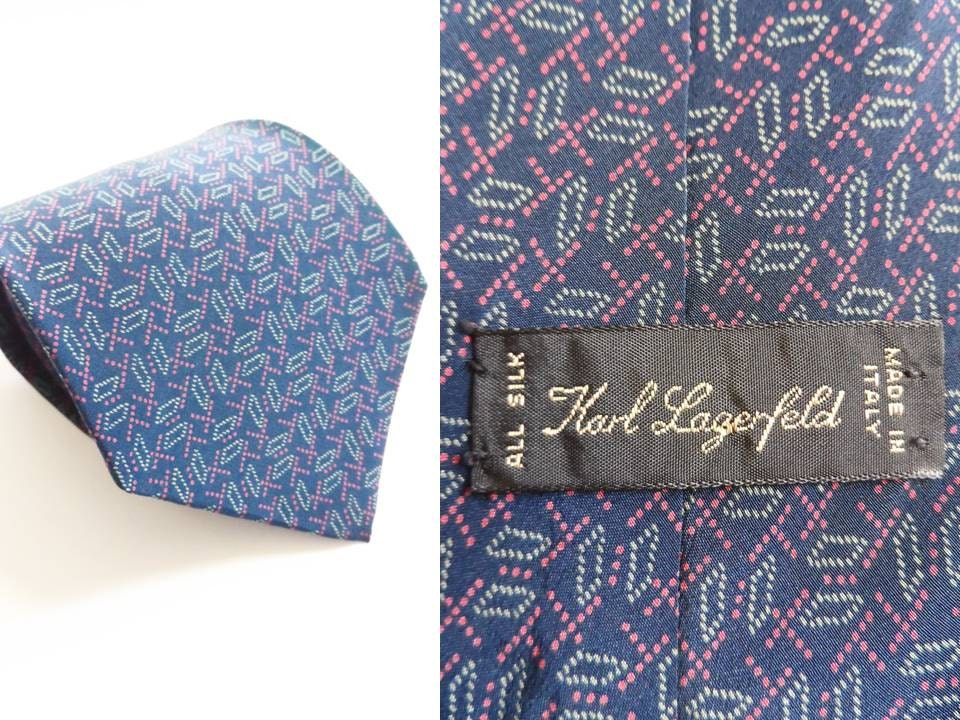 Vintage Karl Lagerfeld Silk Tie, Designer Hipster Necktie 1980s Retro Cravat Blue Purple Pink Mint 80s 90s Men's Neon Geo Father's Day Gift