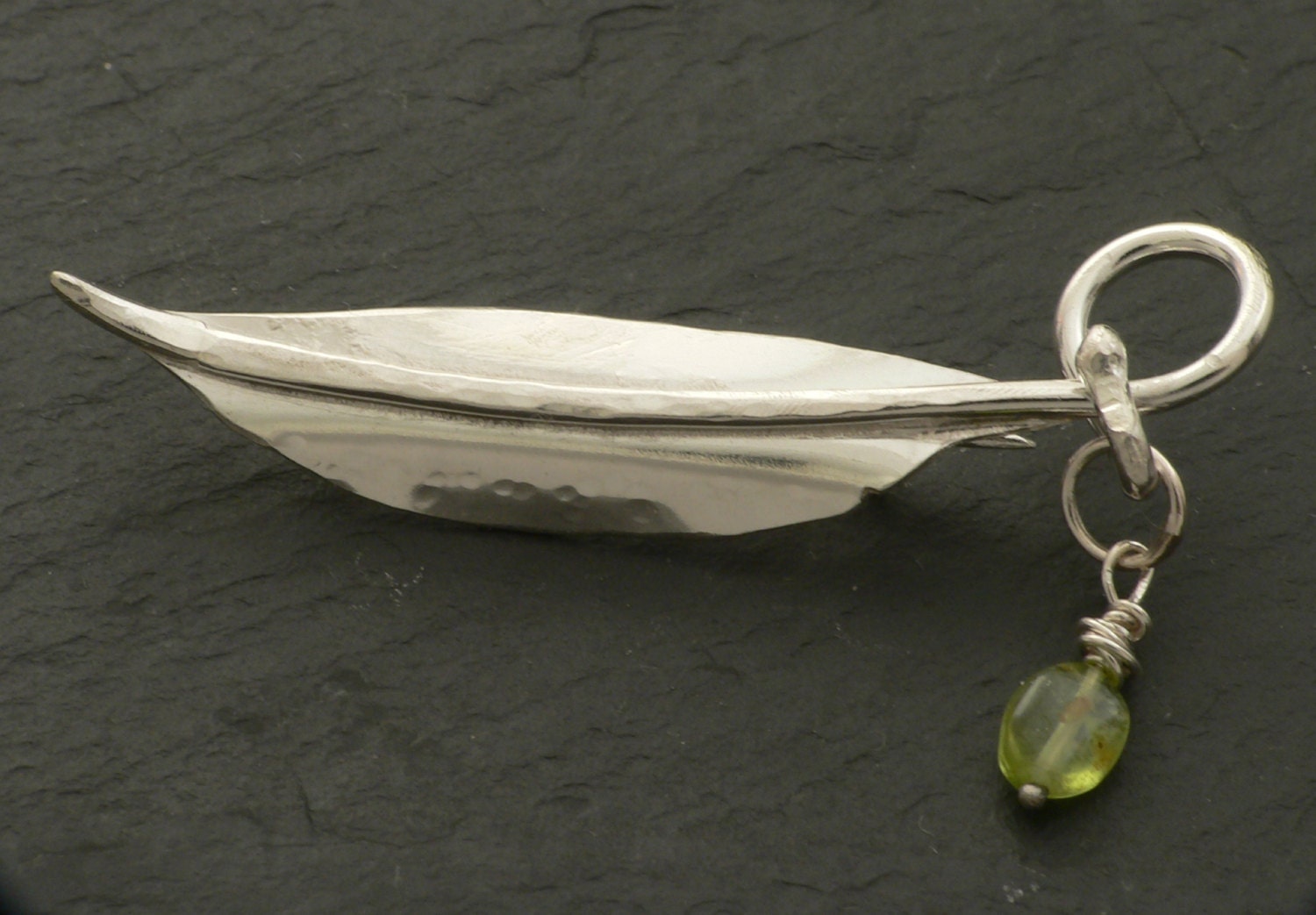 Weeping Willow Leaf Brooch with Peridot