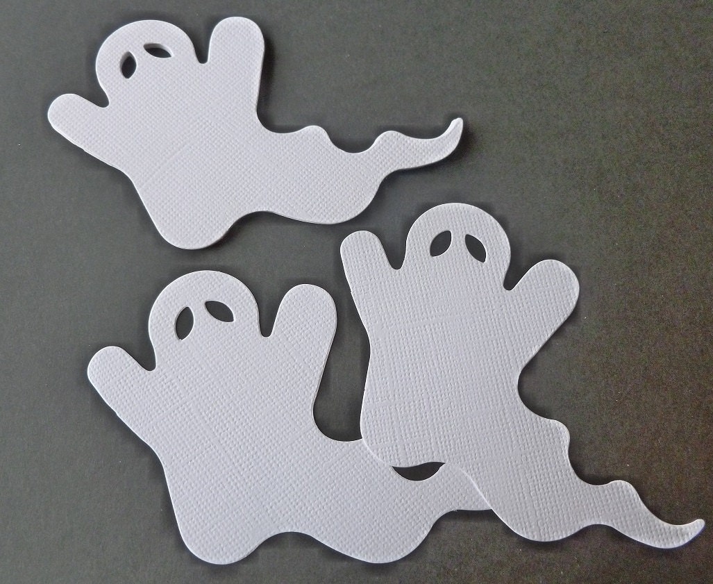 12 Handmade Die Cut Large Ghosts, White, Halloween, Embelishments, Scrabooking, Card Making