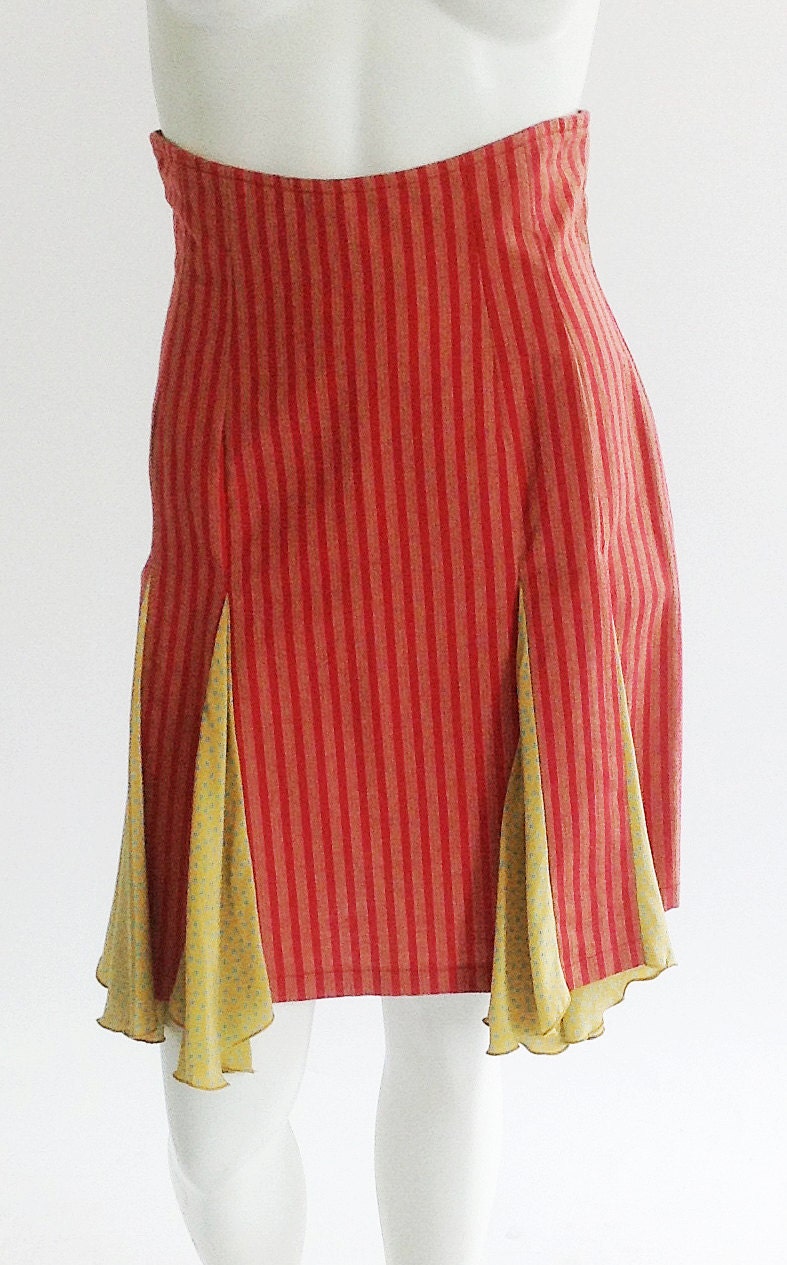 Striped High-Waisted Skirt with Inset Panels