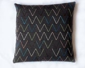 Brown Chevron Pillow Cover hand-embroidered
