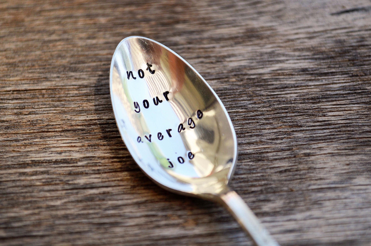 NOT your AVERAGE JOE - Upcycled Vintage Silverware Spoon hand stamped