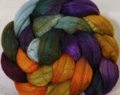 Hand dyed polwarth/tussah silk ( 60/40) top for spinning - Ingleside ( 4.1 oz.)