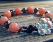 Dyed Jade Faceted Knotted Leather Bracelet, Boho Jewelry
