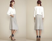 Vintage GRAY 80s Pencil Suit Skirt // Pockets //