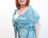 Versatile Circular Nuno Felt Vest in Turquoise Size Small