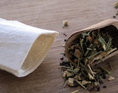 Reusable Organic Cotton Tea Bags Single Serving Eco Friendly -- Organic Unbleached Muslin, Organic Cotton Thread, 2X3 Set of 5