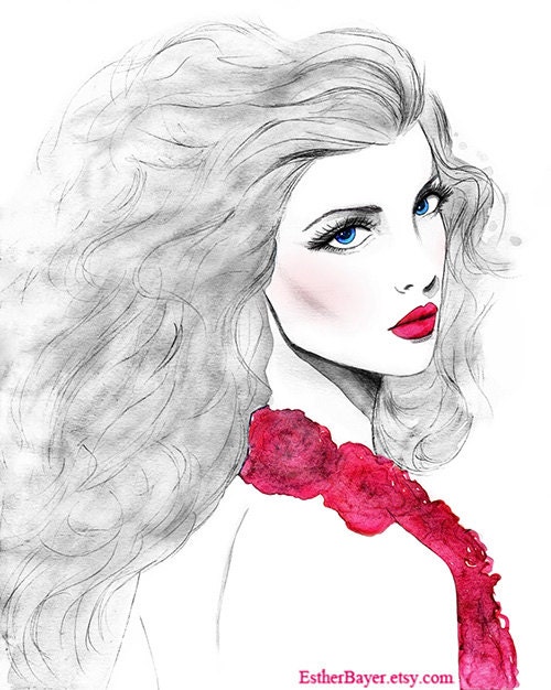Watercolor & Pencil Fashion Illustration Painting Fine Art Print