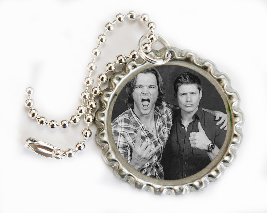 Supernatural Keychain, Sam Winchester, Dean Winchester, Jared Padaleki, Jensen Ackles keychain or zipper chain Winchester Brothers