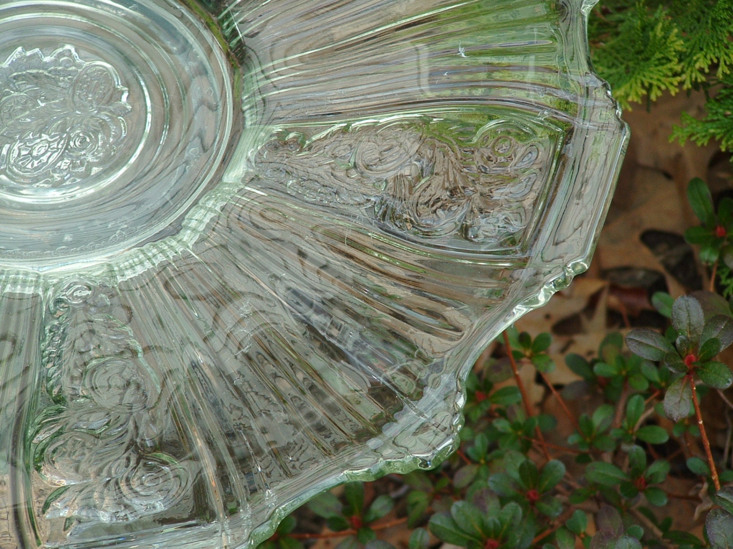 Garden art.  Bird bath.  Bird feeder.  "The Penelope" is made with repurposed upcycled glass.