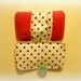 Microwave Pot Holder Finger Mitts/ Modern Black and White Dots with Red Finger Pockets
