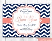 Bridal Shower Invitation - Chic Chevron in Coral & Navy. DIY Printable Bridal Shower Invite or Baby Shower Invite. Il_170x135