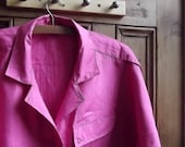 womens vintage pink large blouse 80s clothing short sleeves uk 16 us 14 sheen lapels short sleeves