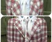 Vintage 1970s Men's Plaid Dinner Jacket -- Sports Coat -- Suit jacket -- Red Yellow Green Black and White