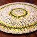 Round Area Rug 26 inches Accent Rug Ivory Gray Yellow Recycled Plastic Bags Eco Friendly Throw Rug