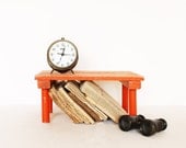 Vintage wooden tangerine orange stool