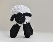 Crochet Sheep - Wool Lamb - Black and White Waldorf Toy - Spring Plush