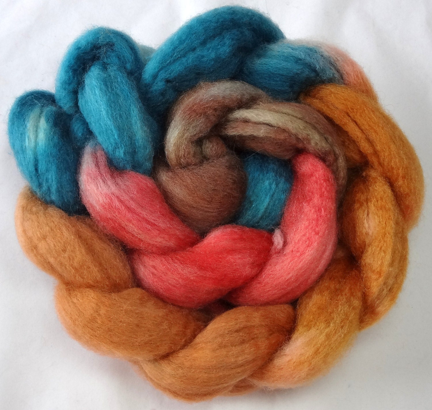 Hand Dyed Spinning Fiber BFL & Silk Combed Top (Roving) 4 oz. AT1011