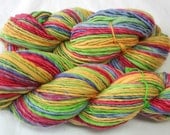 Handspun Yarn Red, Golden Yellow, Blue and Green 042013