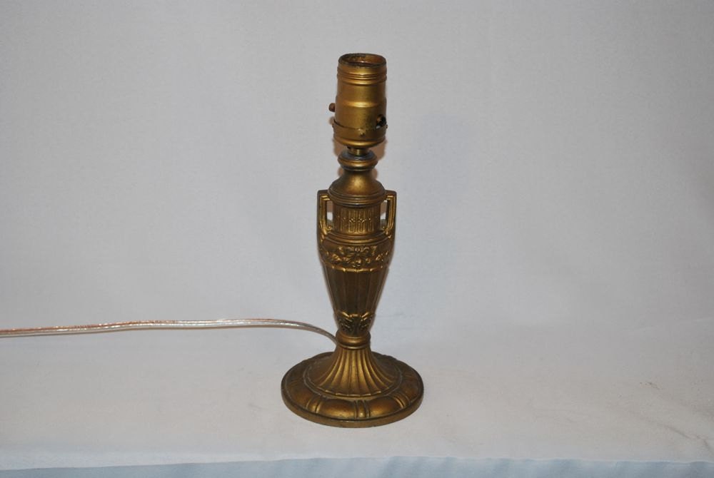 Art Deco Lamp Like A Trophy with Flowers and Ribbons, Vintage 1920s, Solid Metal