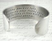 Meeting You Was Fate, Falling In Love with You I Had No Control Over Secret Message Hand Stamped Cuff Bracelet
