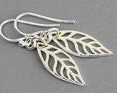 Sterling Silver Leaf Earrings, Everyday Earrings, Dangle Earrings, Woodland Nature Jewelry, Drop Earrings, Sterling Silver Jewelry Handmade