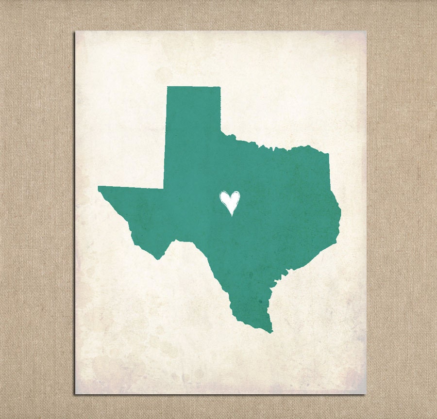 Texas Love State Art 8x10 Personalized Print