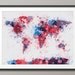 Paint Splashes Map of the World Map, Art Print 18x24 inch (148)