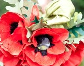 Bright Poppy Paper Flower Wedding Bouquet--- spring, summer, fall, winter.
