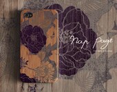 Apple iphone case for iphone iPhone 5 iphone 4 iphone 4s iphone 3Gs : Classic vintage purple floral on wood background (Not real wood)