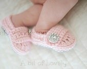Spring Baby Infant Girl Shoes / Slippers / Booties - Grey & Pink Jewel - YOUR choice size - (newborn - 12 months) - photo prop - children