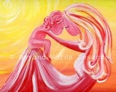 Mother and Child, Mama's Knee, Sunrise, Attachment parent, 5x7 Matted Giclee Print, Midwife, Doula Gift, Peaceful