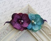 Purple and Teal  flower headband, baby headband, newborn headband, photography prop, hydrangea headbands, purple headbands