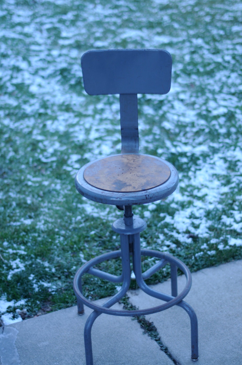 Vintage Industrial Stool  Mid Century Lab Stool Metal Shop Stool