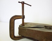 Vintage Rusty adjustable C Clamp for home decor or art 2" size Small