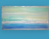 Shabby Chic Beach Painting Original Acrylic Abstract Art Titled: Swept Away 7 24x48x1.5" by Ora Birenbaum