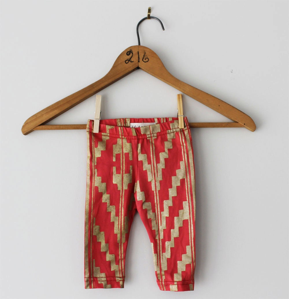 Super Limited Edition Gold on Strawberry 'Southwest' Print Leggings
