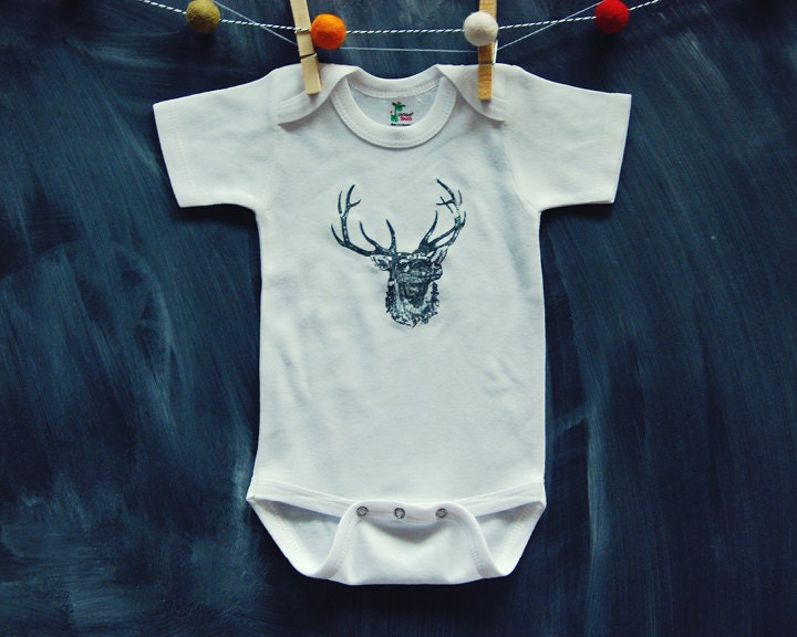ANTLERS Onesie - black & white baby shirt - deer antlers