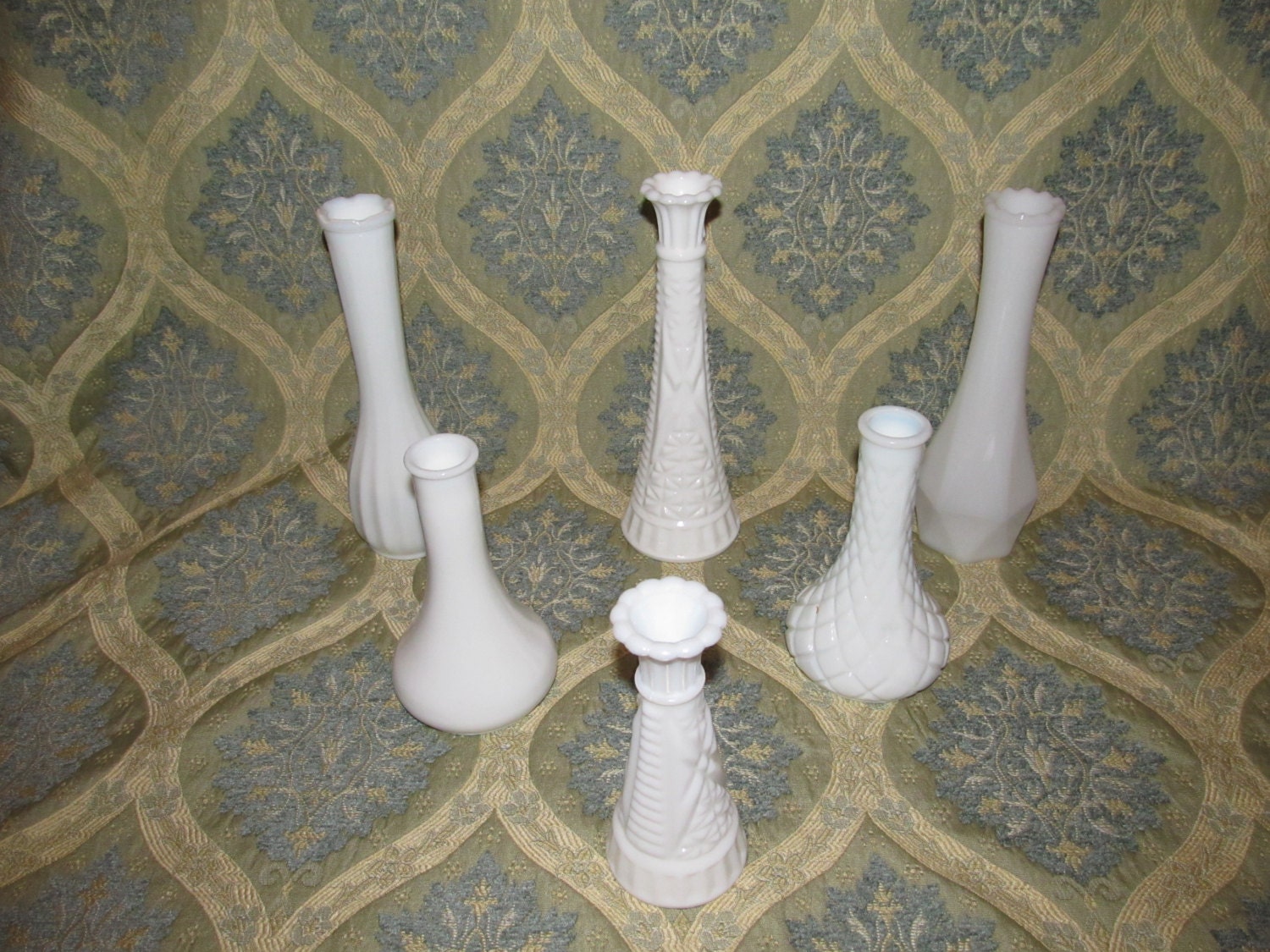 Milk Glass Vases- Six pc Set