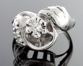 Vintage Art Nouveau Round Brilliant Diamond Engagement Anniversary Solitaire Ring 14kt White Gold SALE