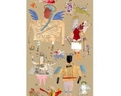 necessary angels 1, large angel print, angel mixed media collage, angels collage