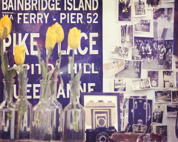 Seattle Photography - Pike Place Market Photo - Whimsical - Fine Art Photography Print - Yellow Black Home Decor
